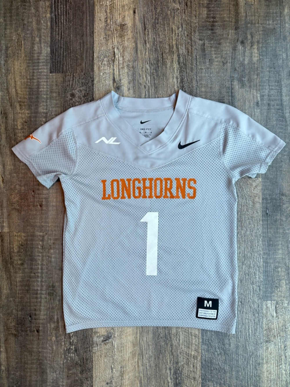 Texas Longhorns Jersey Youth Medium Gray Football Nike Dri-Fit #1 Trebbow M